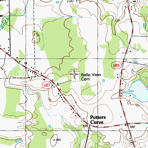 Topographic Map of Belle View Cemetery, NC