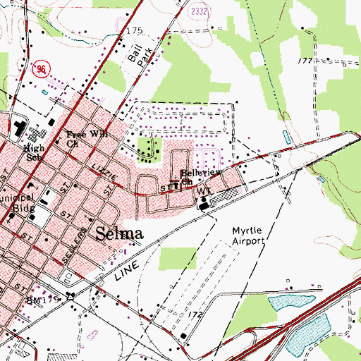 Topographic Map of Belleview Church, NC