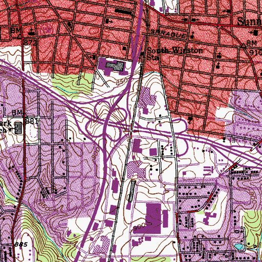 Topographic Map of Bellevue Cemetery, NC