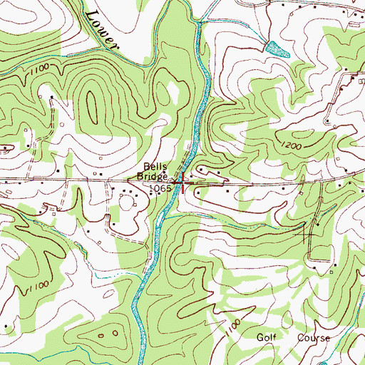 Topographic Map of Bells Bridge, NC