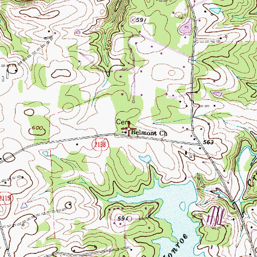 Topographic Map of Belmont Church, NC