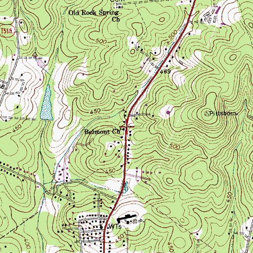 Topographic Map of Belmont Church, NC