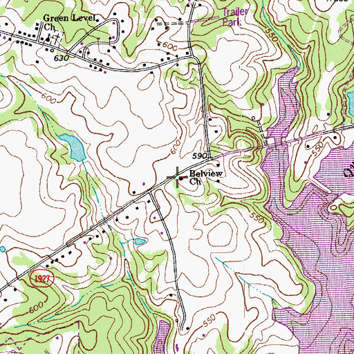 Topographic Map of Belview Church, NC