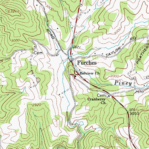 Topographic Map of Belview Church, NC