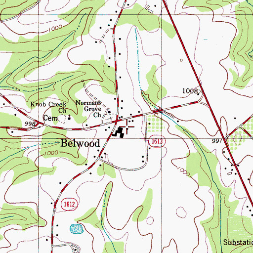 Topographic Map of Belwood High School, NC