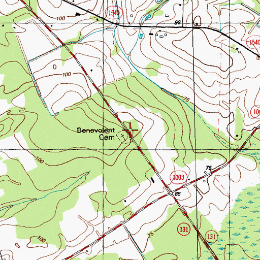 Topographic Map of Benevolent Cemetery, NC