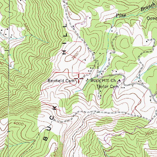 Topographic Map of Benfield Cemetery, NC