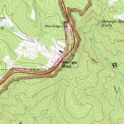Topographic Map of Benge Gap, NC
