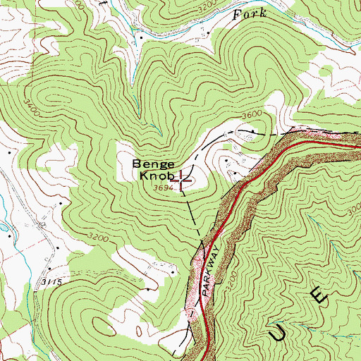 Topographic Map of Benge Knob, NC