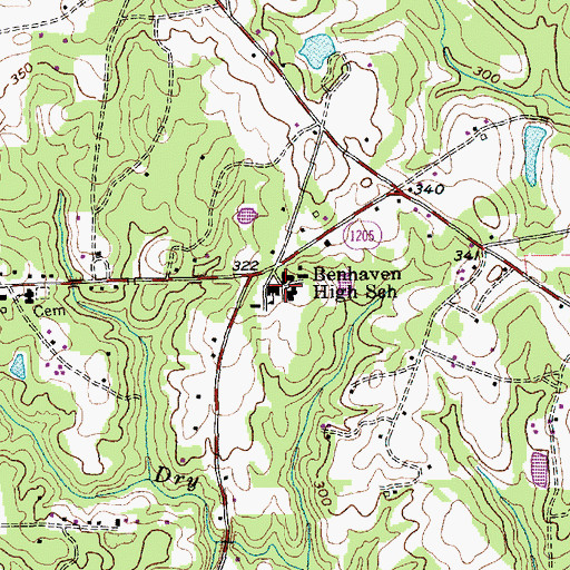 Topographic Map of Benhaven High School, NC
