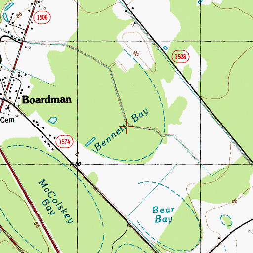 Topographic Map of Bennett Bay, NC