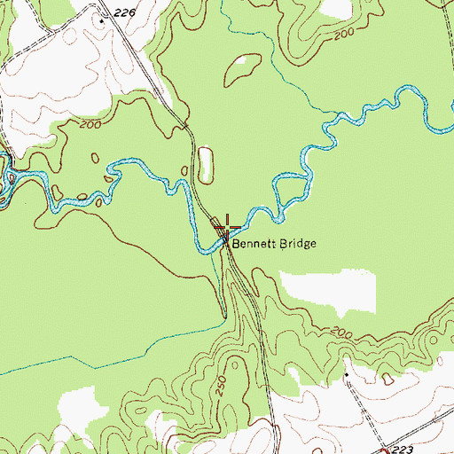 Topographic Map of Bennett Bridge, NC