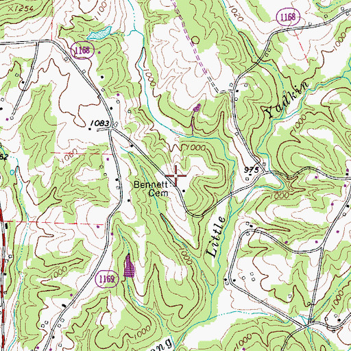 Topographic Map of Bennett Cemetery, NC