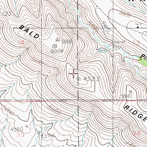 Topographic Map of Bald Ridge, AZ