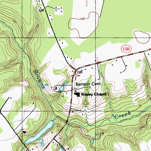 Topographic Map of Benson Cemetery, NC