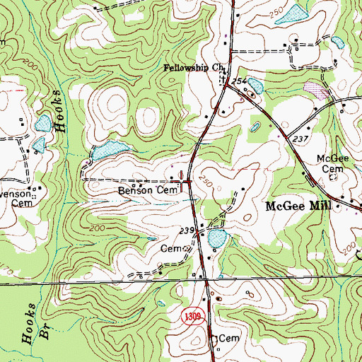 Topographic Map of Benson Cemetery, NC