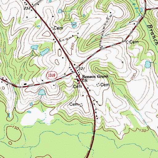 Topographic Map of Benson Grove Church, NC