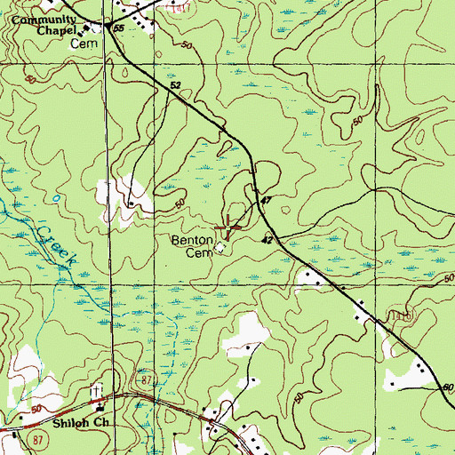 Topographic Map of Benton Cemetery, NC