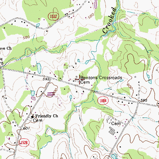Topographic Map of Bentons Crossroads Cemetery, NC