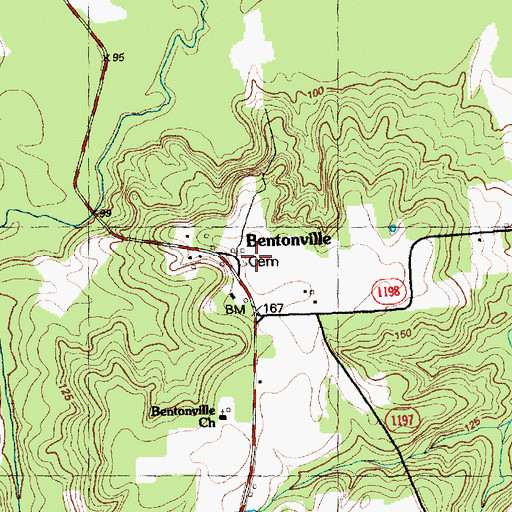 Topographic Map of Bentonsville Beasley Post Office, NC