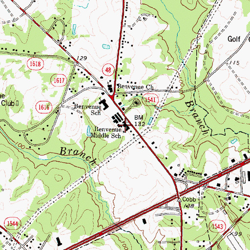 Topographic Map of Benvenue Middle School, NC