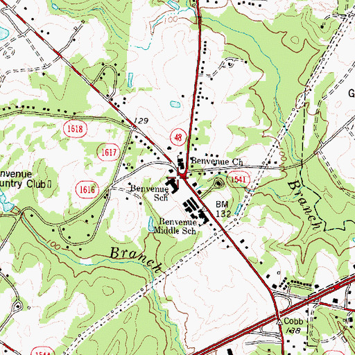 Topographic Map of Benvenue School, NC