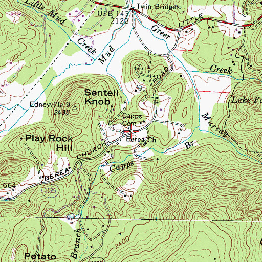 Topographic Map of Berea Church, NC