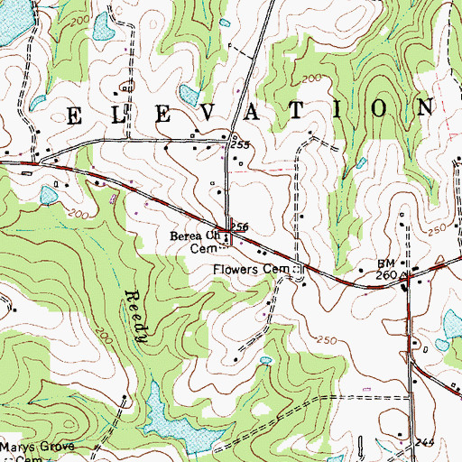 Topographic Map of Berea Church, NC