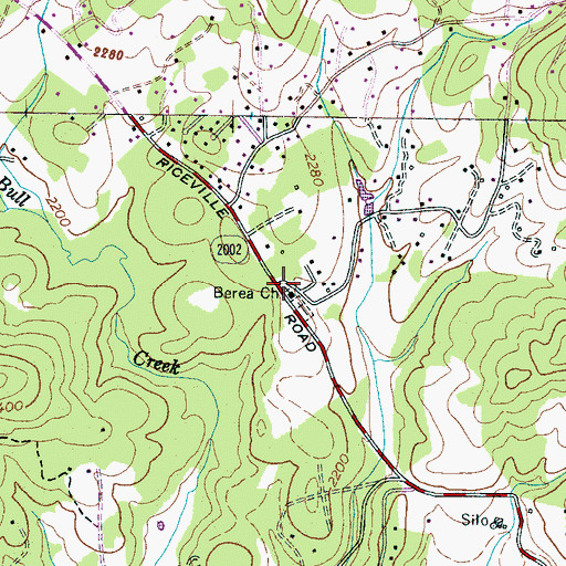 Topographic Map of Berea Church, NC