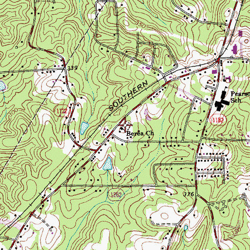 Topographic Map of Berea Church, NC