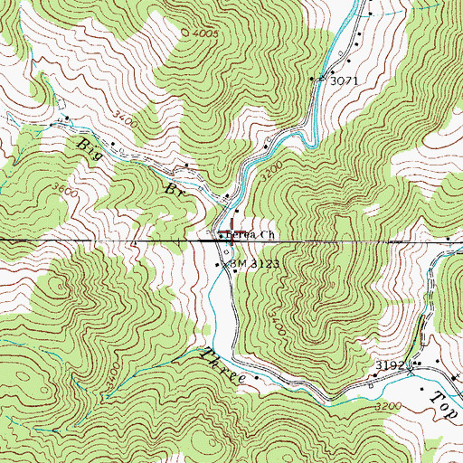Topographic Map of Berea Church, NC
