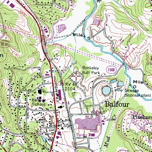 Topographic Map of Berkeley Ball Park, NC