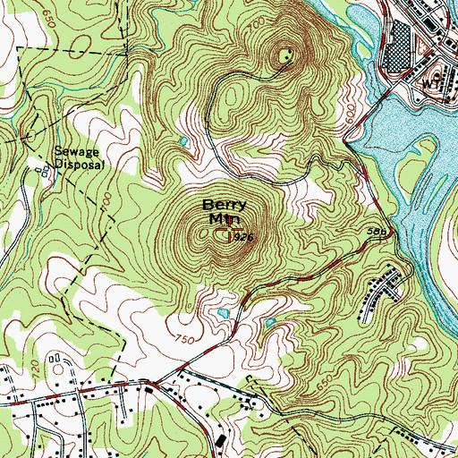 Topographic Map of Berry Mountain, NC