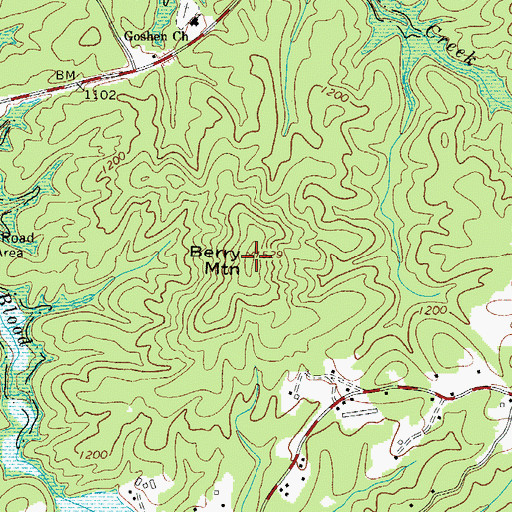 Topographic Map of Berry Mountain, NC