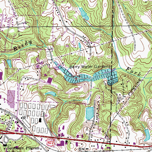 Topographic Map of Berry Water Gardens, NC