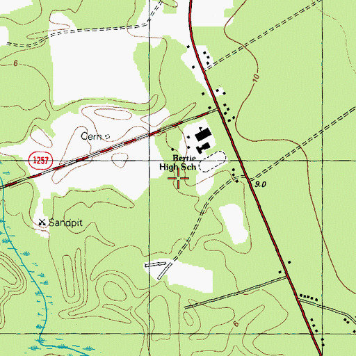 Topographic Map of Bertie High School, NC