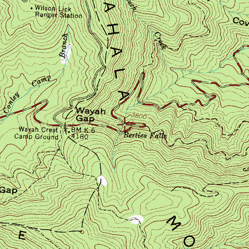 Topographic Map of Berties Falls, NC