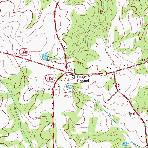 Topographic Map of Bess Chapel, NC