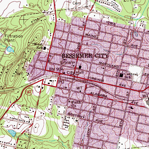Topographic Map of Bessemer City, NC