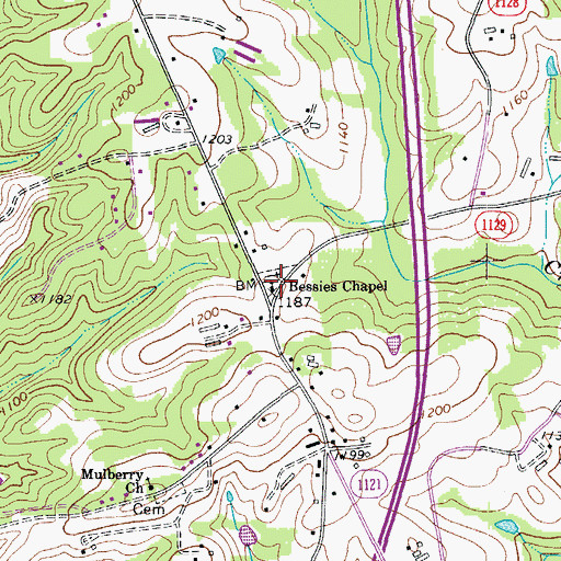 Topographic Map of Bessies Chapel Baptist Church, NC