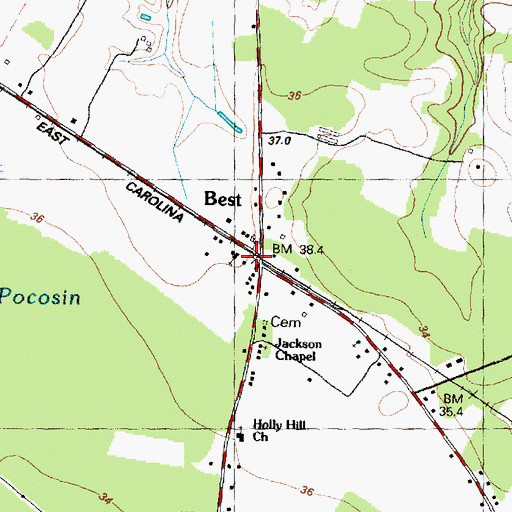 Topographic Map of Best, NC