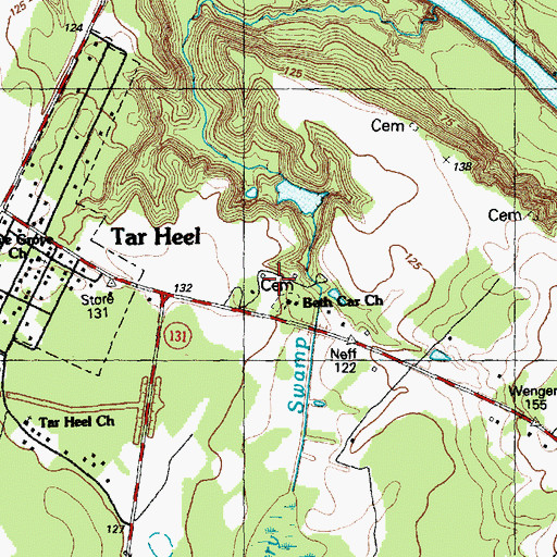 Topographic Map of Beth Car Church, NC