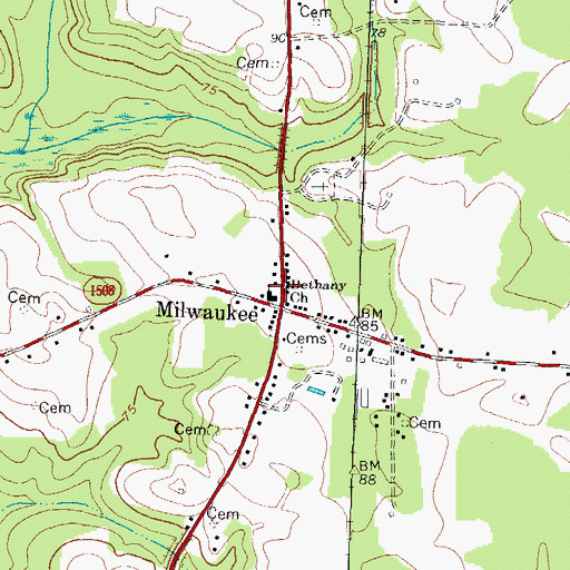 Topographic Map of Bethan Church, NC