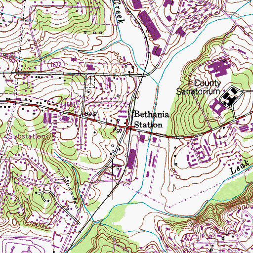 Topographic Map of Bethania Station, NC