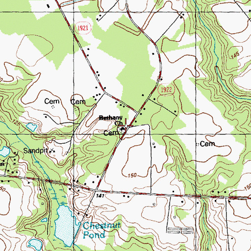 Topographic Map of Bethany Church, NC