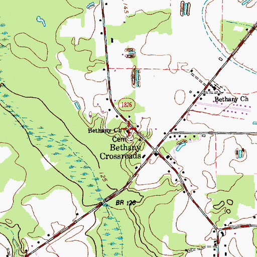 Topographic Map of Bethany Church, NC