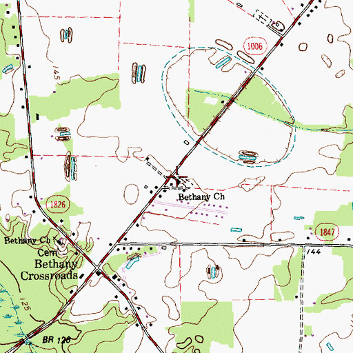 Topographic Map of Bethany Church, NC