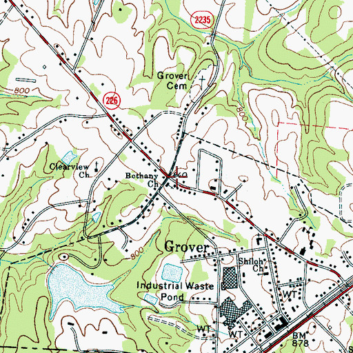 Topographic Map of Bethany Baptist Church, NC