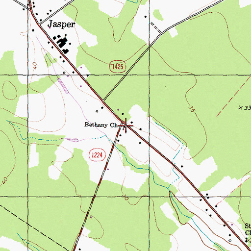 Topographic Map of Bethany Church, NC