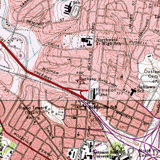 Topographic Map of Bethany Church, NC